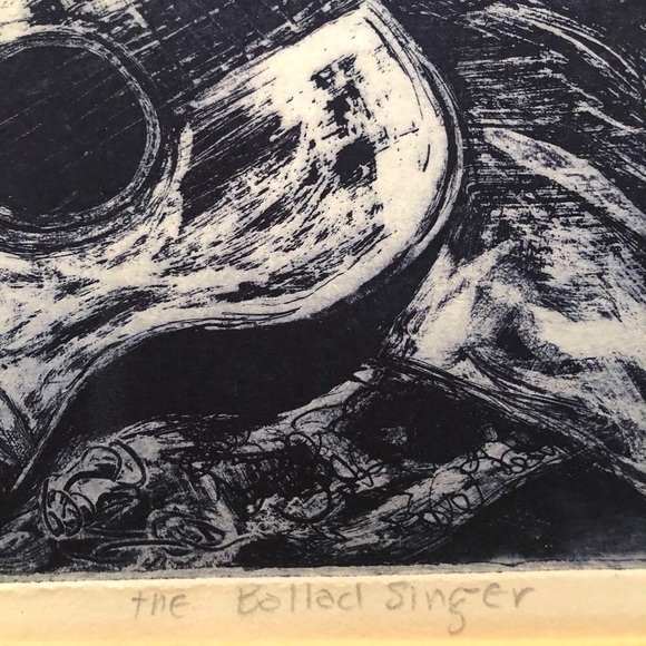 Vintage Charcoal Drawing 1967" The Ballad Singer" - Picture 6 of 9